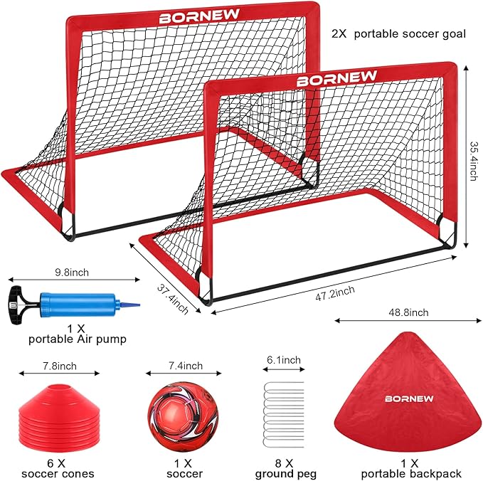 Kids Soccer Goal for Backyard Set - 2 6X4 / 4X3 ft