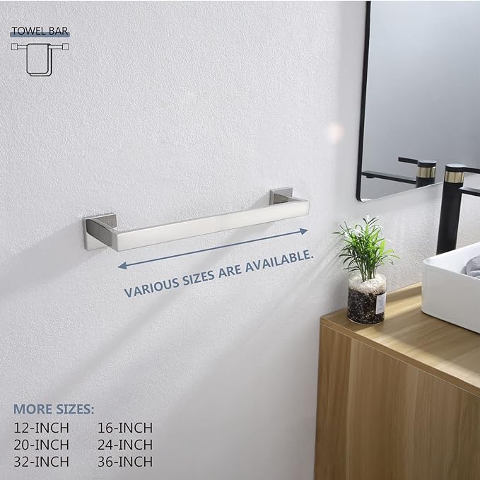 KOKOSIRI 16-Inch Single Towel Bar SUS304 Stainless B4003CH-L16