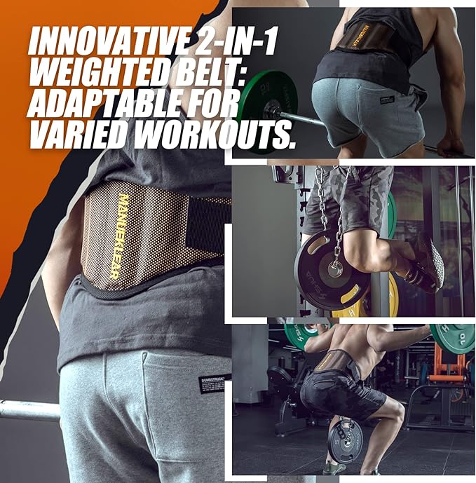 MANUEKLEAR Dip Belt for Weight Lifting 2 IN 1 Weight