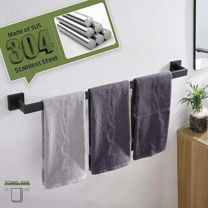 KOKOSIRI 32-Inch Single Towel Bar SUS304 Stainless B4003BK-L32