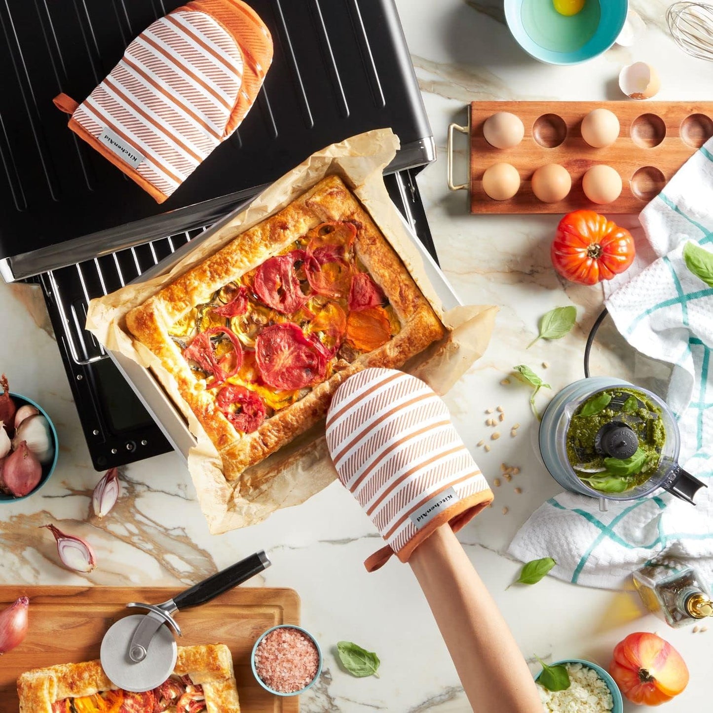 KitchenAid Albany Mini Oven Mitt 2-Pack Set, Honey, 5.5"x8"