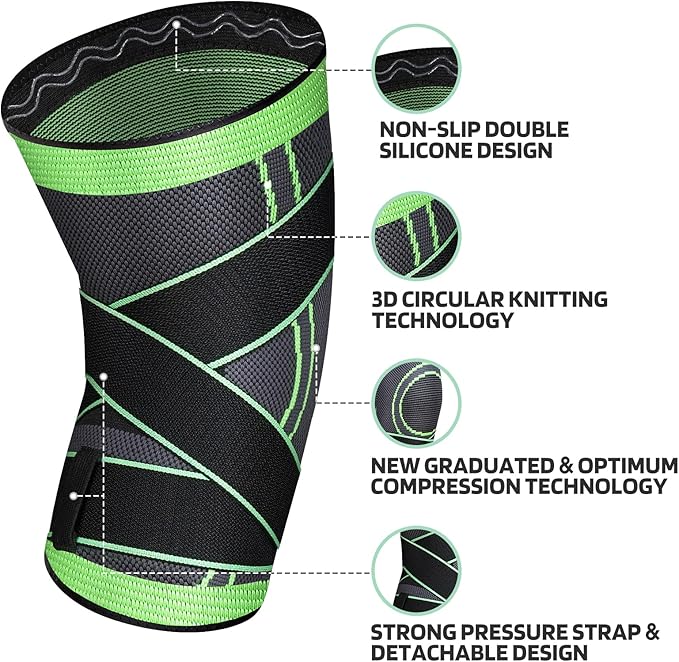 Knee Sleeve, knee Support for women and men with Removable Adjustable Straps, Premium Knee Compression Sleeve and Knee Brace for Arthritis Pain, Running, Cross Training