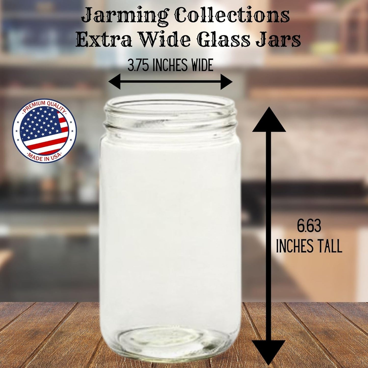 Jarming Collections Mason Jars - 32 Oz Extra Wide Mouth Glass Jars with Lids - Quart Containers - Made in USA (2 White Dome Plastic Lids)
