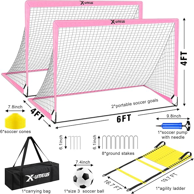 Kids Soccer Goals for Backyard Set of 2 6x4 ft