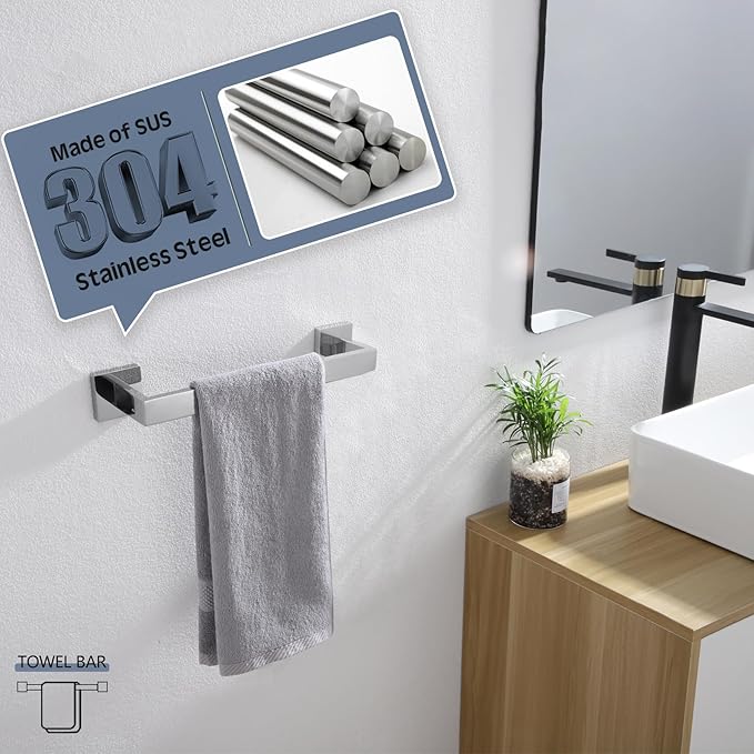 KOKOSIRI 12-Inch Single Towel Bar 2 Pack, B4003CH-L12-P2