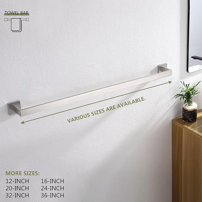 KOKOSIRI 36-Inch Single Towel Bar SUS304 Stainless B4003BR-L36