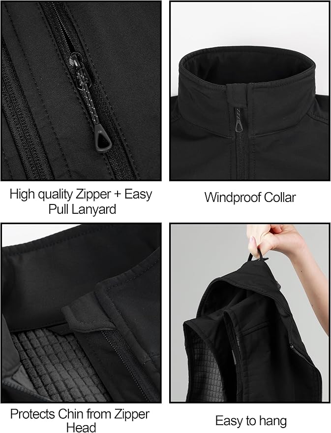 KUTOOK Men’s Softshell Sleeveless Jacket Winter Warm Fleece Outerwear Vests for Cycling Golf Hiking