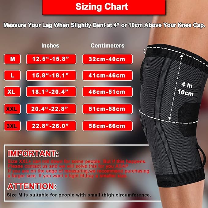 Knee Sleeve, knee Support for women and men with Removable Adjustable Straps, Premium Knee Compression Sleeve and Knee Brace for Arthritis Pain, Running, Cross Training