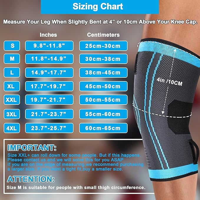 Knee Sleeve, knee Support for women and men with Removable Adjustable Straps, Premium Knee Compression Sleeve and Knee Brace for Arthritis Pain, Running, Cross Training
