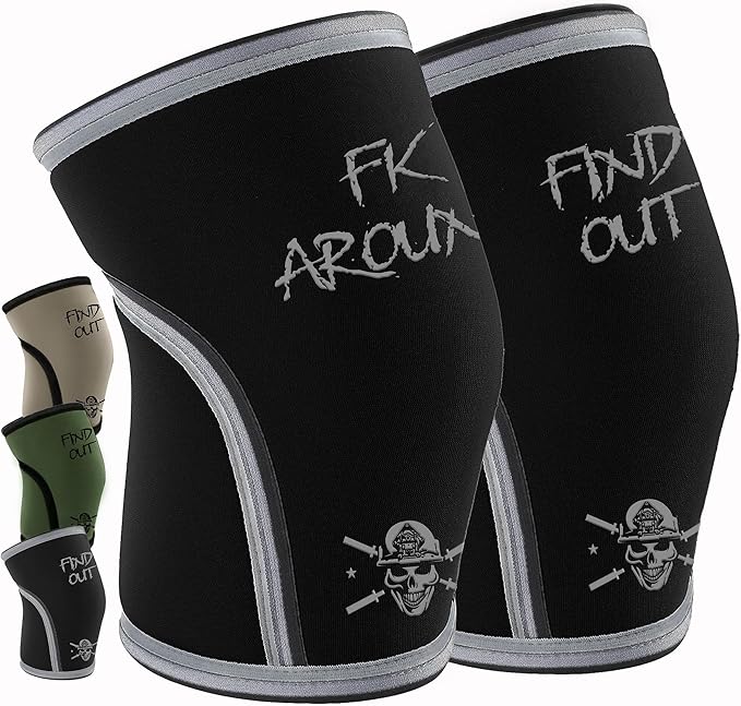 Knee Sleeves for Weightlifting & Powerlifting (7mm Pair) For Men & Women - Knee Wraps for Weight Lifting, Squats, Fitness, Gym Workout, Crossfit - IPF Approved Knee Compression Sleeve Support