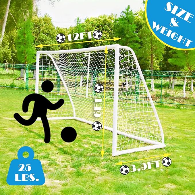 KATARUS Soccer Goal 12x6FT/10x6.5FT/8x6FT/8x5FT/6x4FT Outdoor Soccer Net Goals