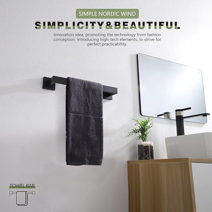 KOKOSIRI 12-Inch Single Towel Bar SUS304 Stainless 2 Pack, B4003BK-L12-P2