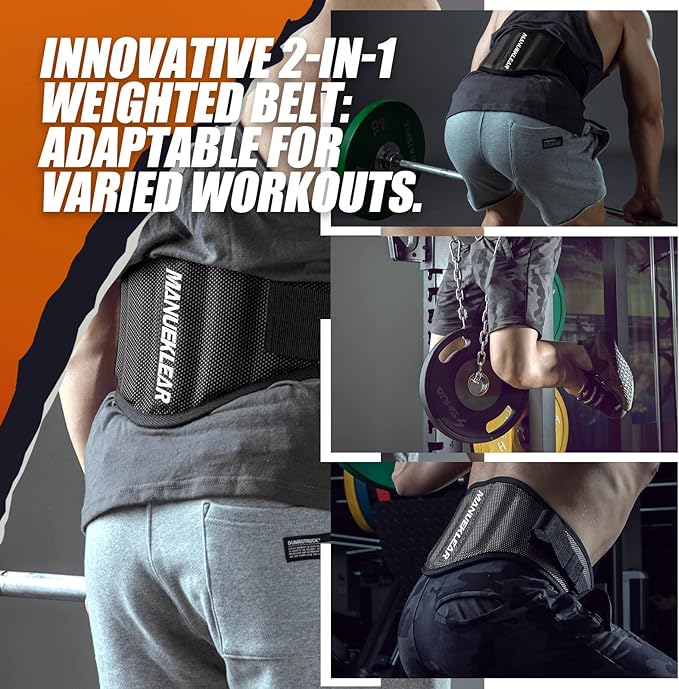 MANUEKLEAR Dip Belt for Weight Lifting 2 IN 1 Weight