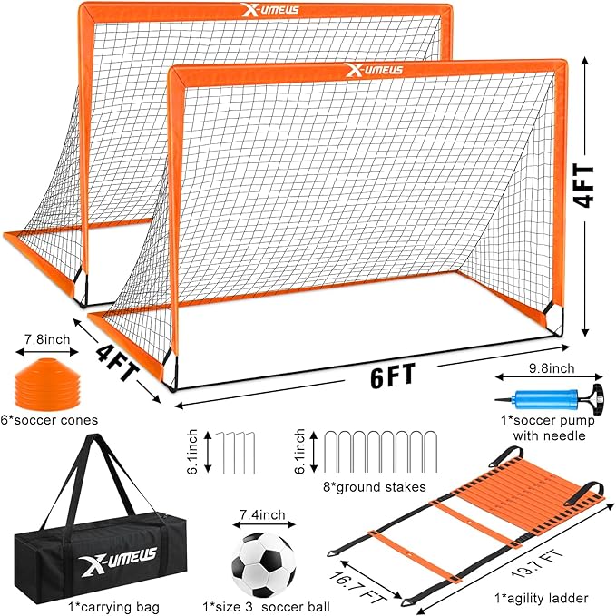 Kids Soccer Goals for Backyard Set of 2 6x4 ft