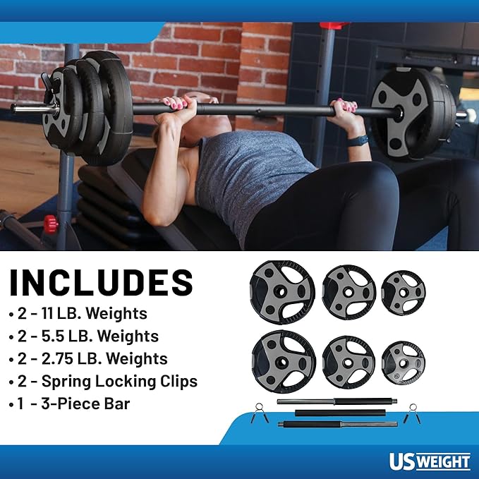 US Weight Barbell Weight Set for Home Gym 55†padded