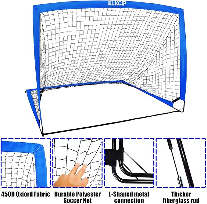 Kids Soccer Goals for Backyard Set of 2 6X4 /4x3 /4x3 ft