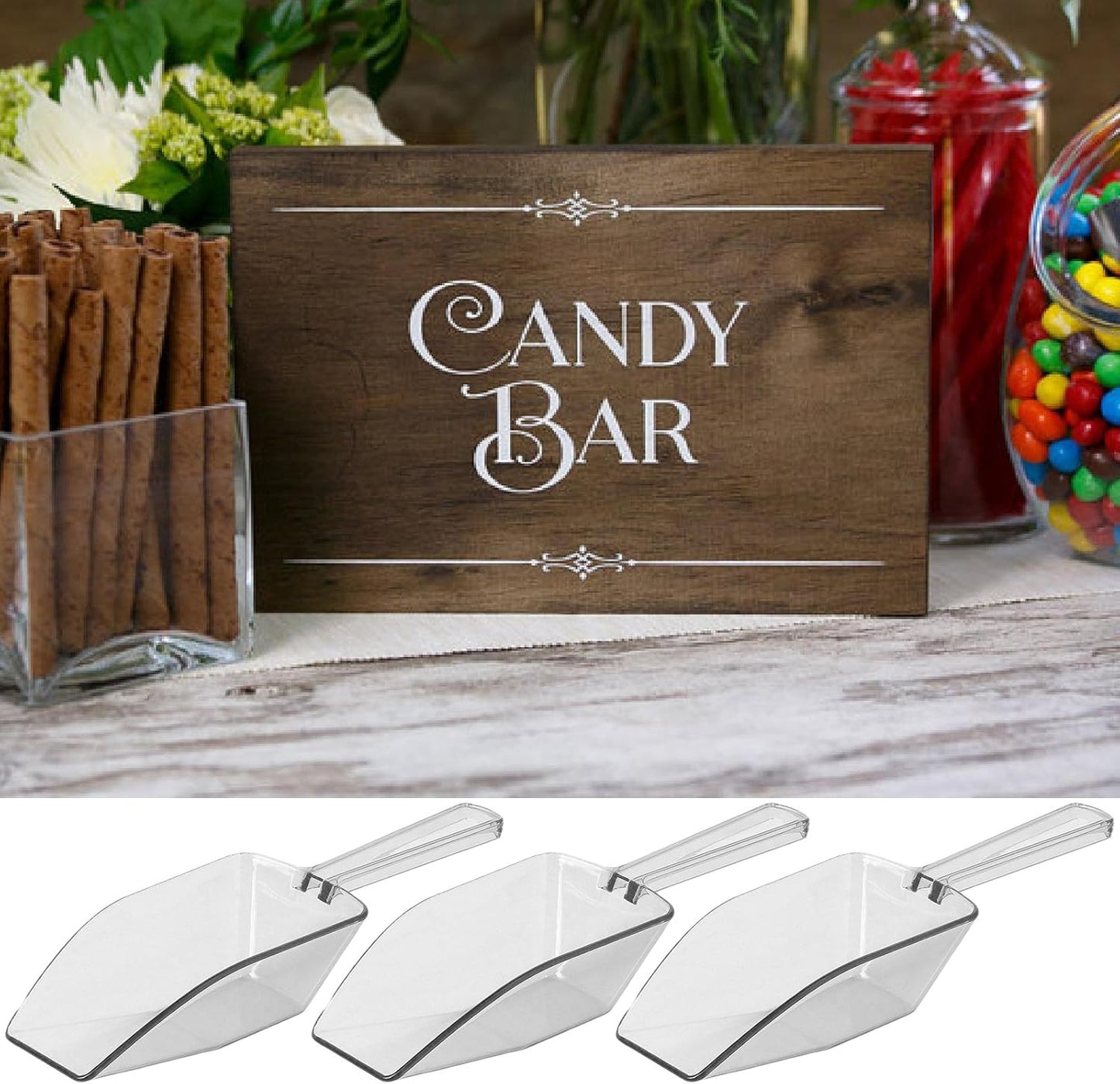 Clear Plastic Acrylic Scoops 12 Pcs | 6.5” Medium Kitchen Scoop | Wedding Desserts | Candy Buffet, Ice Cream, Protein Powders, Coffee, Tea, Flour (12 Pack, 6.5")
