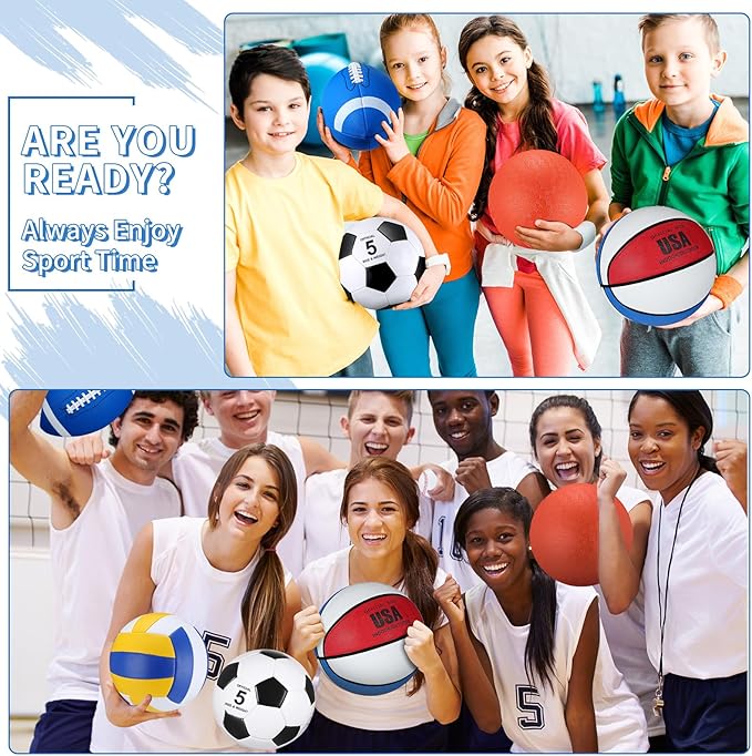 Leyndo 18 Pcs Bulk Sport Balls Set Basketball