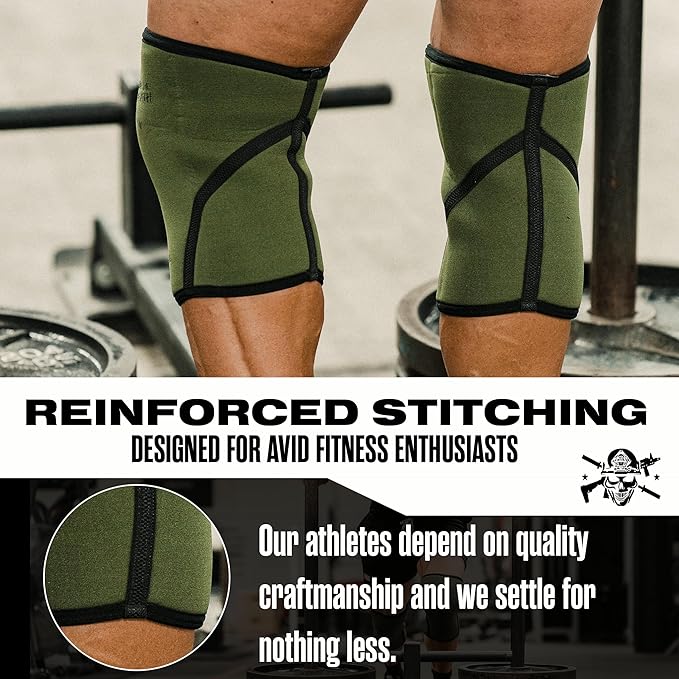 Knee Sleeves for Weightlifting & Powerlifting (7mm Pair) For Men & Women - Knee Wraps for Weight Lifting, Squats, Fitness, Gym Workout, Crossfit - IPF Approved Knee Compression Sleeve Support