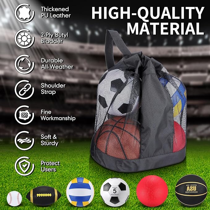 Leyndo 18 Pcs Bulk Sport Balls Set Basketball