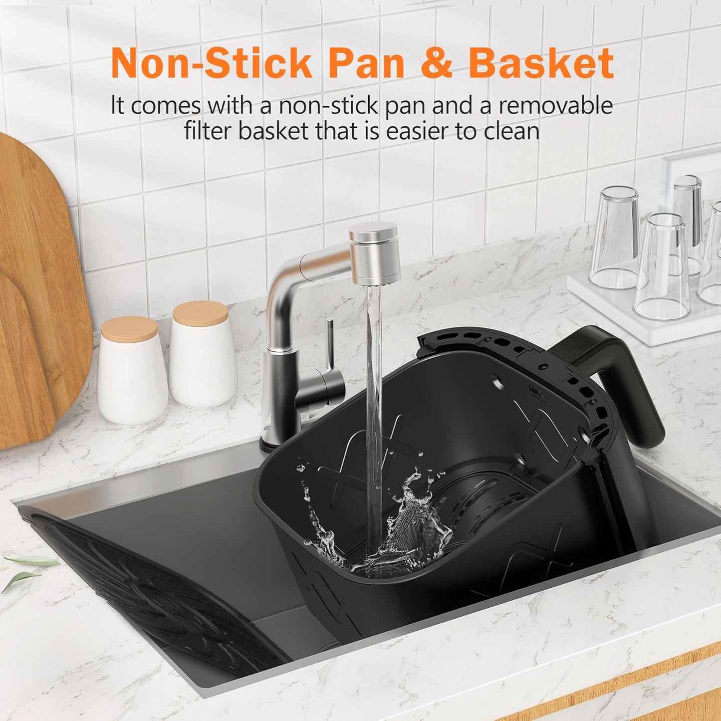 CROWNFUL 7 Quart Air Fryer, Oilless Electric Cooker with 8 Cooking Functions, LCD Digital Touch Screen with Precise Temperature Control, Shake Reminder Function, 1500W, UL Listed-Black