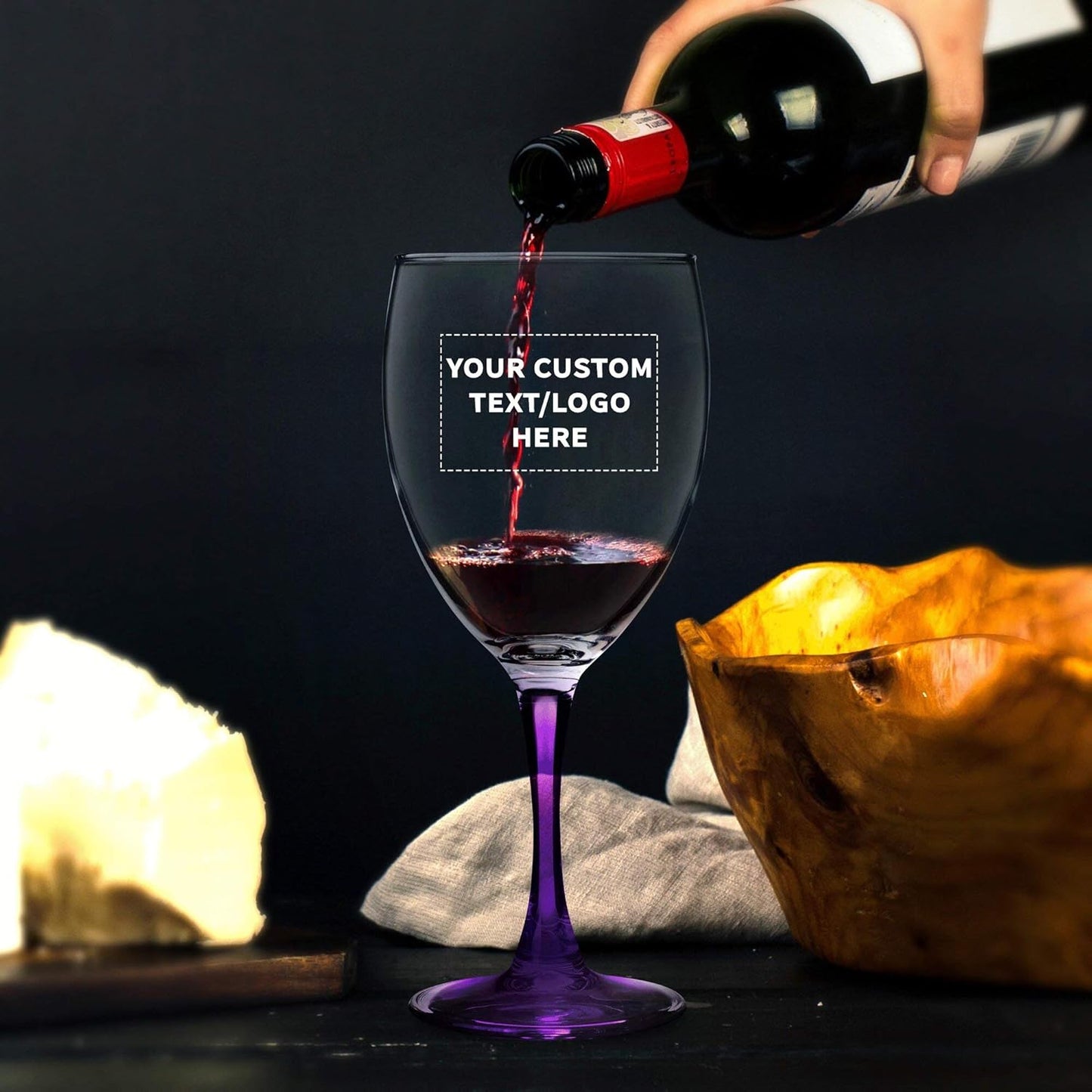 Custom Nuance Wine Glasses by ARC 10.5 oz. Set of 50, Personalized Bulk Pack - Restaurant Glassware, Perfect for Red Wine, White Wine, Cocktails - Purple