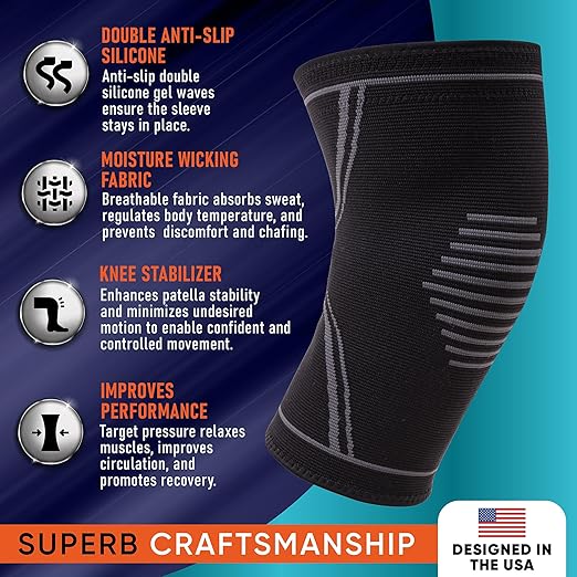 Knee Brace for Women & Men, 2-Pack Knee Compression Sleeves for Pain Relief and Workout – Ideal for Gym, Running, Arthritis, ACL, Meniscus Tear Recovery (Red, X-Large)