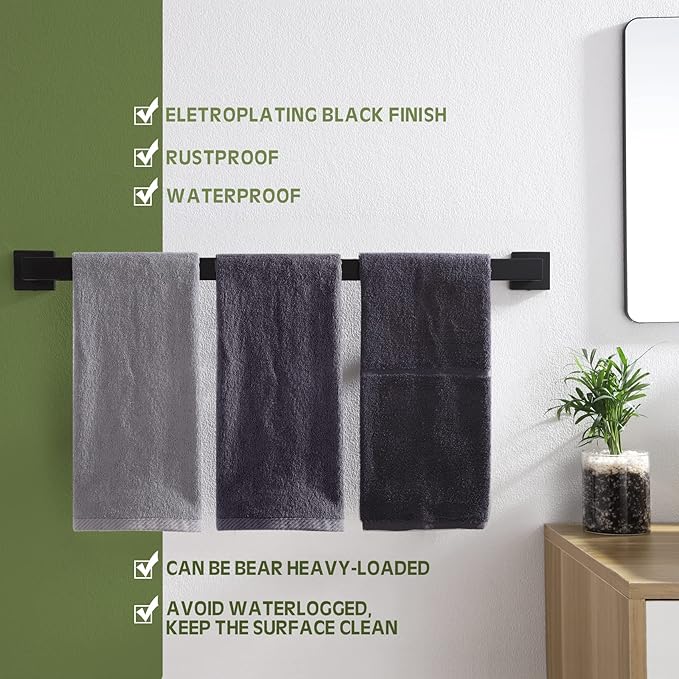 KOKOSIRI 32-Inch Single Towel Bar SUS304 Stainless B4003BK-L32