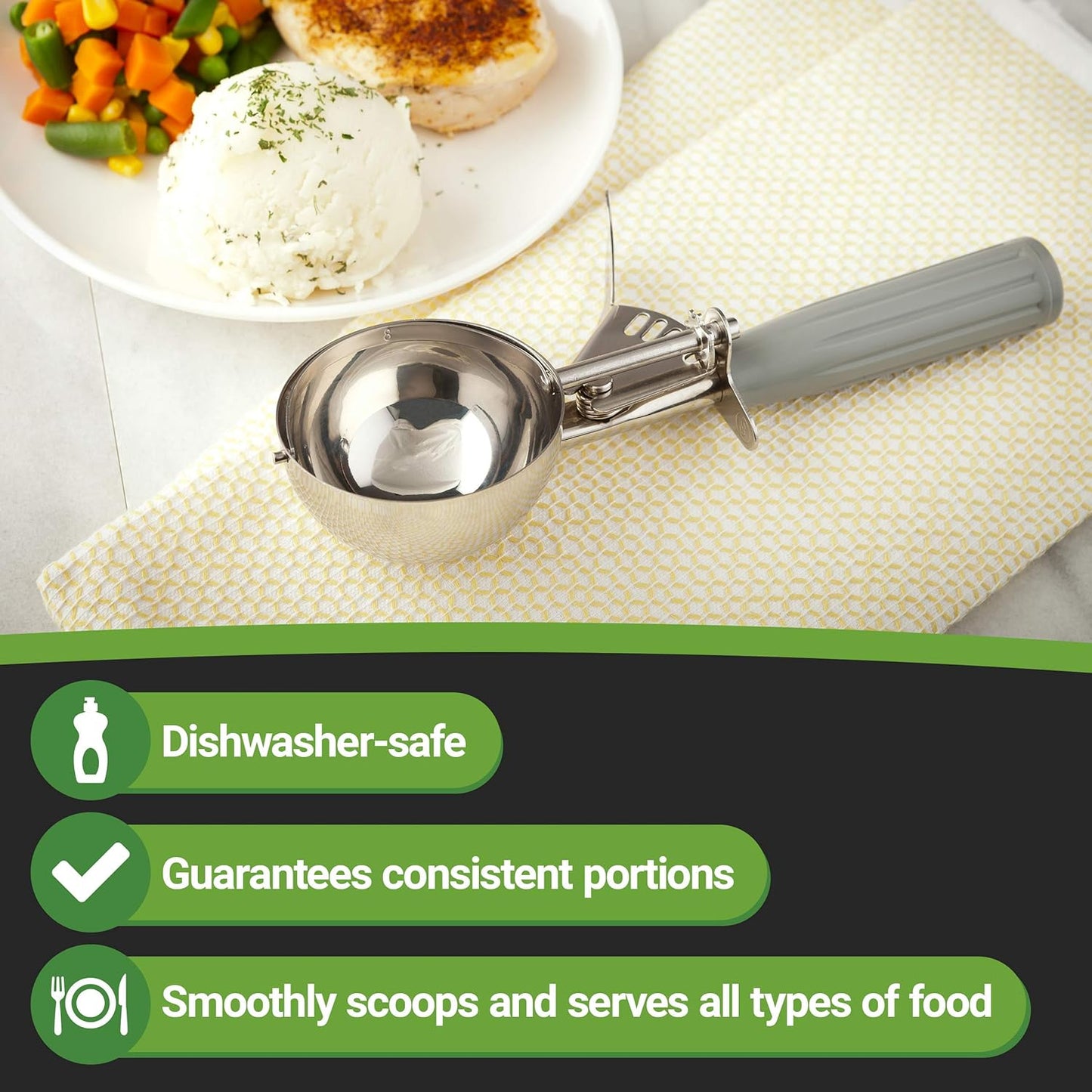 Met Lux 4 oz Stainless Steel #8 Portion Scoop - with Gray Handle - 1 count box