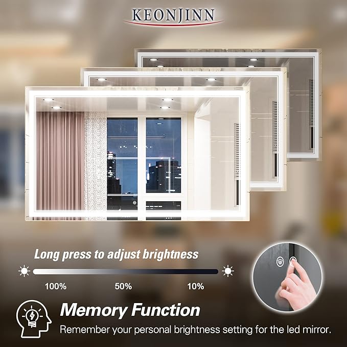Keonjinn 60 x 36 Inch LED Mirror Bathroom