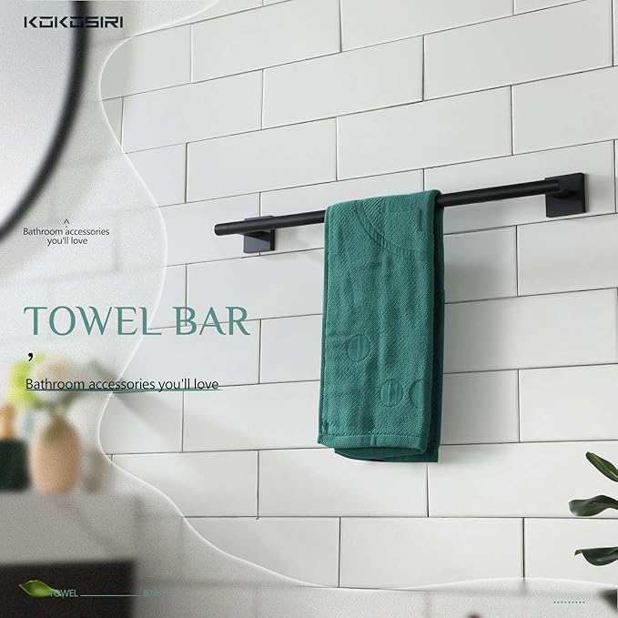KOKOSIRI Towel Rail Bathroom Towel Bars Matte Black 20 Inch 2 Pack B4005BK-L20-P2