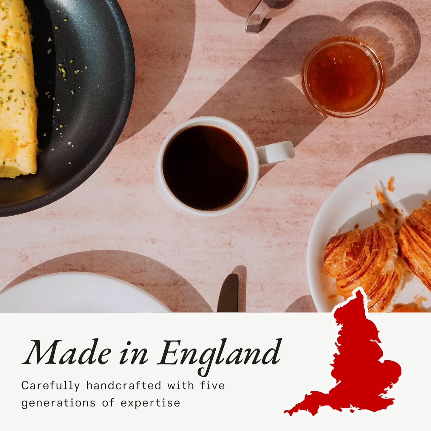 Made In Cookware - Set of 4 - Coffee Mug Set - 12 oz - White With Red Rim - Porcelain England - Dishwasher and Microwave Safe