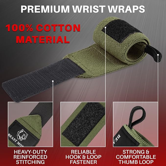 TECEUM Weightlifting 18" & 12" Wrist Wraps with Thumb Loop β Heavy Duty Wrist Workout Braces for Men and Women β Ideal for Powerlifting, Strength Training, Bodybuilding