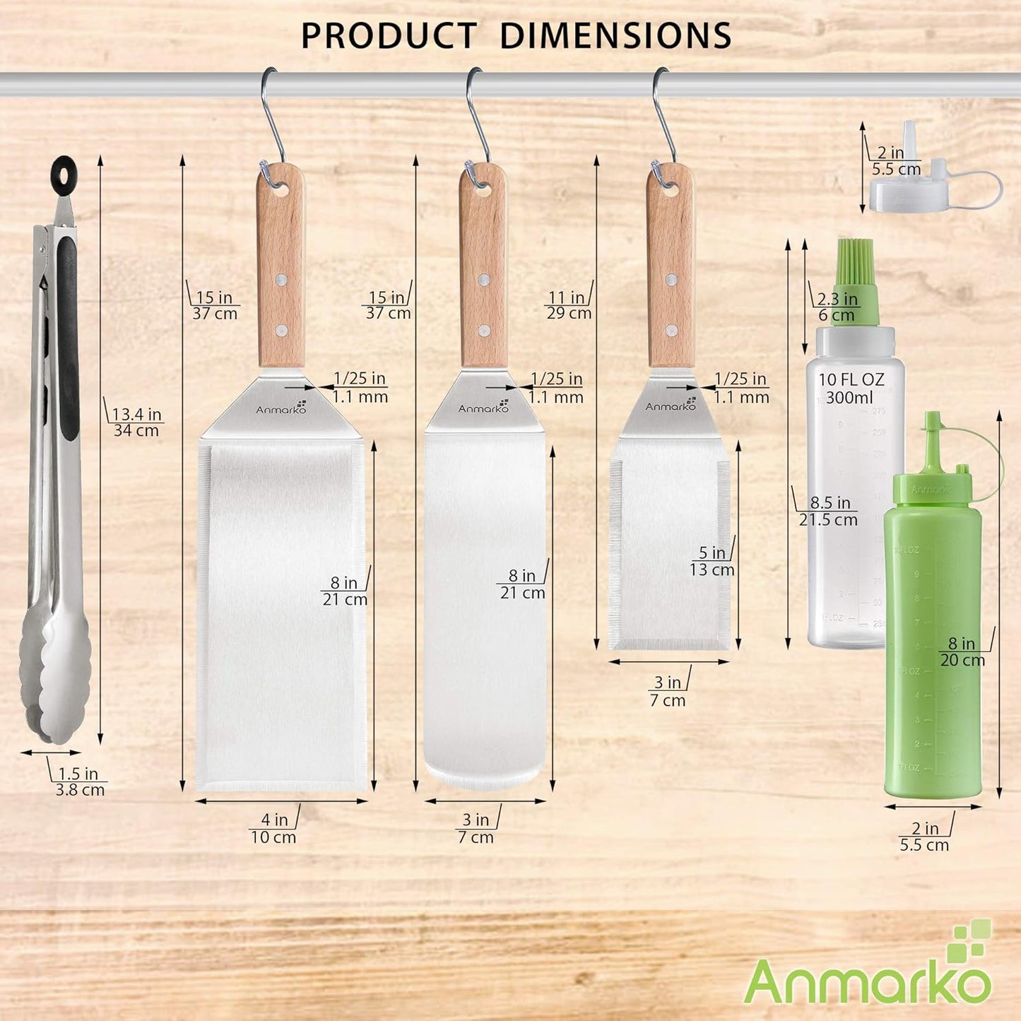 Metal Spatula Set of 6 - Griddle Accessories kit - Grill Flat Spatula Pancake Flipper Hamburger Turner - Metal Utensil Great for BBQ Grill Flat Top Cast Iron Griddle