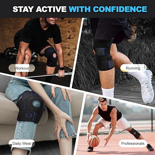 Knee Brace for Women & Men, Tested Skin-Friendly, Breathable Knee Brace for Meniscus Tear with Removable Side Stabilizers & Patella Silicone Pad for Knee Stability, Knee Support