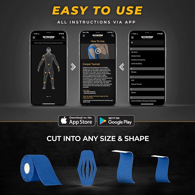 Kinesiology Tape-Incredible Support for Athletic Sports and Recovery + Free Taping Guide-Uncut 2 inch 50 feet Roll (Navy Blue + Free Taping Guide, Pack of 1)