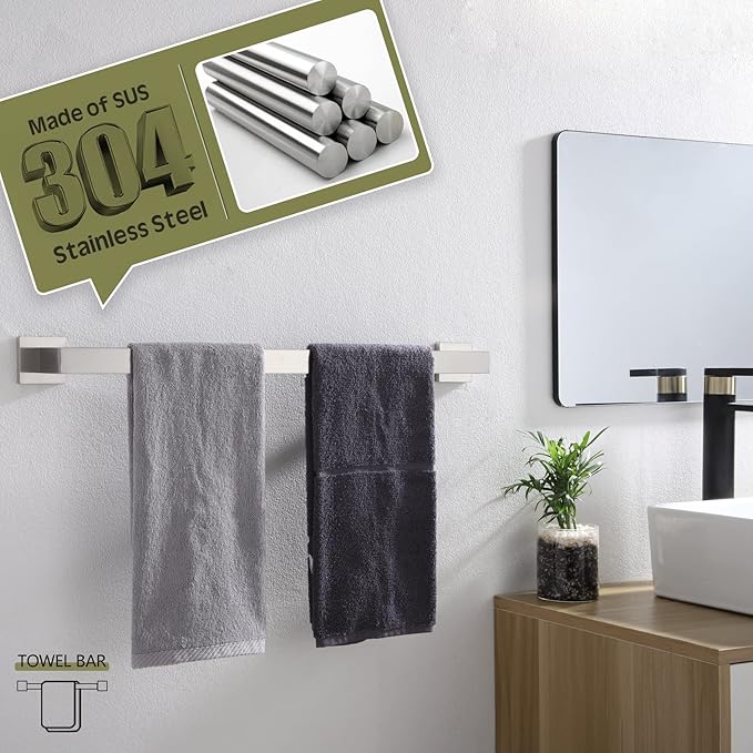 KOKOSIRI 20-Inch Single Towel Bar SUS304 Stainless B4003BR-L20