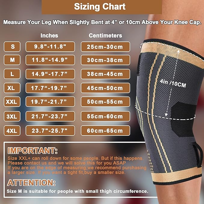 Knee Sleeve, knee Support for women and men with Removable Adjustable Straps, Premium Knee Compression Sleeve and Knee Brace for Arthritis Pain, Running, Cross Training