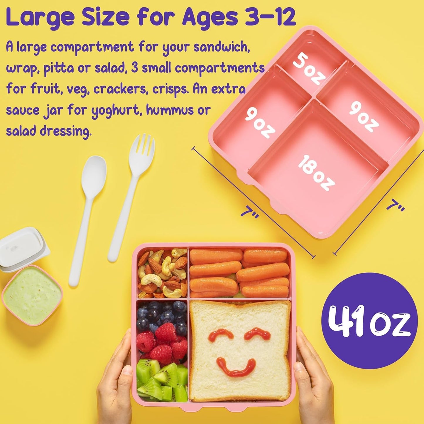 Fimibuke Kids Bento Snack Lunch Box with 4 Compartments, Insulated lunch Bag, Stainless Steel Thermos Food Jar, Ice Pack & Utensils, Unicorn Birthday Gift for Age 3-12 Back to School Toddler Girl Boy