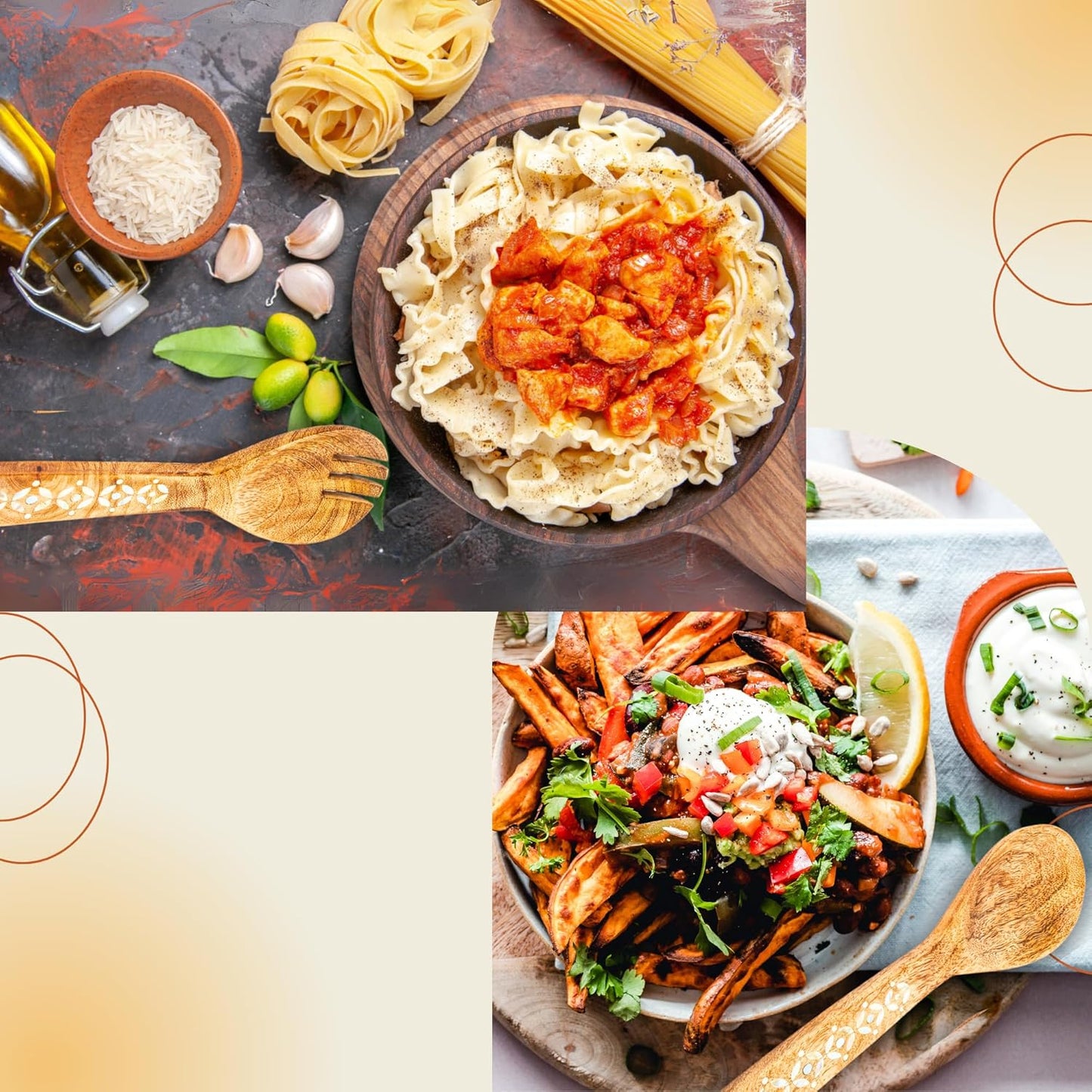 Salad Spoon Set 13 inches Tongs Serving Utensils Set,Acacia Salad Spoon and Fork Set Long Handle Salad Server Set Wood Serving Utensils