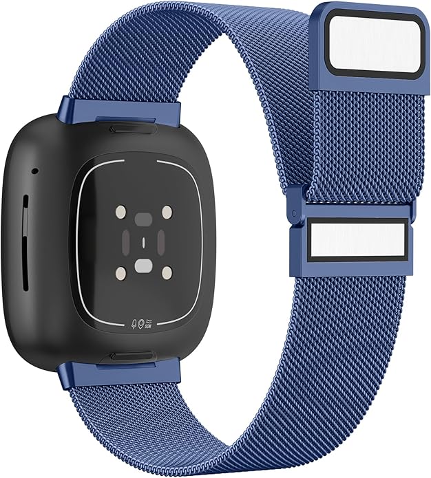 Meliya Metal Band for Fitbit Sense 2 / Sense Bands, Fitbit Versa 4 / Versa 3 Bands Women Men, Stainless Steel Mesh Magnetic Replacement Bracelet Strap for Fitbit Sense 2 / Versa 4 Smartwatch