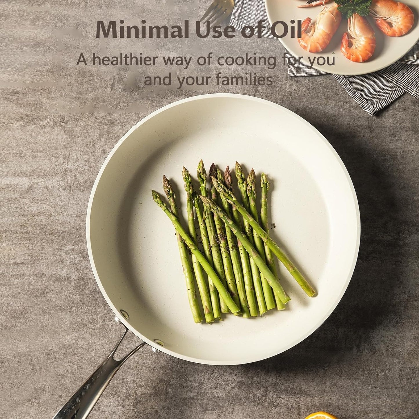 UCC LIFE Nonstick Frying Pan Skillet, wok pan, Stainless Steel Handle, PFOA Free Compatible with All kitchen Stovetops (12 Inch White)