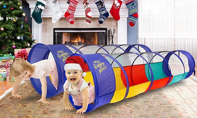 Kiddey Multicolored Play Tunnel for Kids (6’) – (2 Pack)