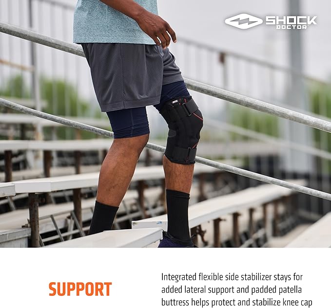 Shock Doctor 870 Knee Brace, Knee Support for Stability, Minor Patella Instability, Meniscus Injuries, Minor ligament Sprains for Men & Women, Sold as Single Unit (1)