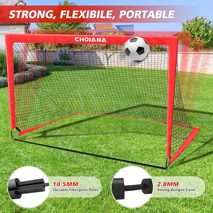 Kids Soccer Goals for Backyard Set of 2 6X4ft Portable