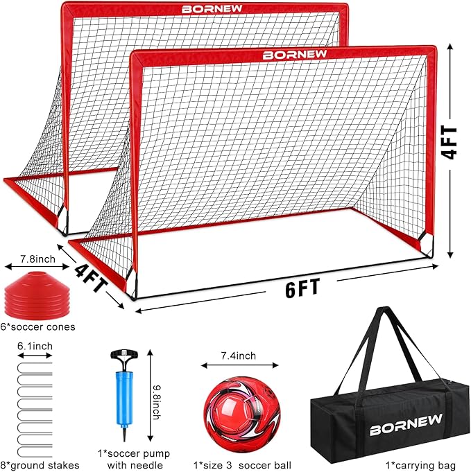 Kids Soccer Goal for Backyard Set - 2 6X4 / 4X3 ft