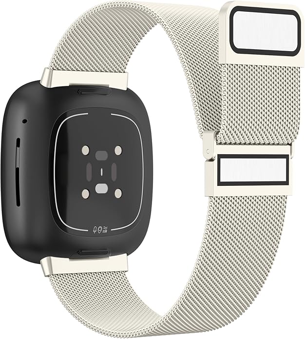 Meliya Metal Band for Fitbit Sense 2 / Sense Bands, Fitbit Versa 4 / Versa 3 Bands Women Men, Stainless Steel Mesh Magnetic Replacement Bracelet Strap for Fitbit Sense 2 / Versa 4 Smartwatch