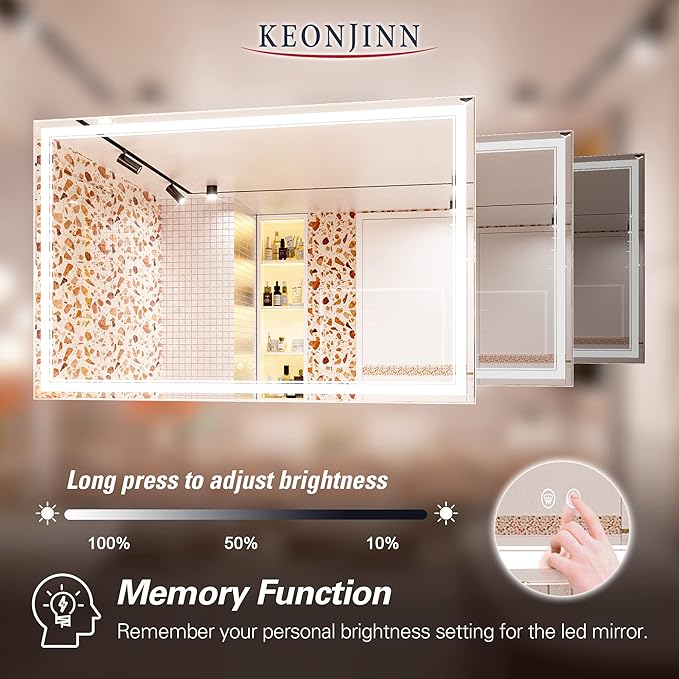 Keonjinn LED Bathroom Mirror with Lights 60 x 40 Inch,