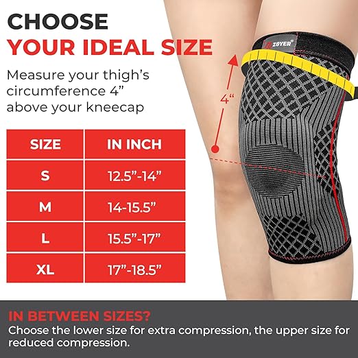 Knee Brace for Women and Men with Patella Gel Pad, Non-Slip Knee Compression Sleeve for Knee Pain Relief, Knee Support for Meniscus Tear, ACL, Arthritis, Sports and Recovery Support