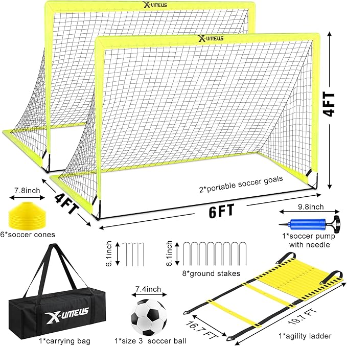 Kids Soccer Goals for Backyard Set of 2 6x4 ft